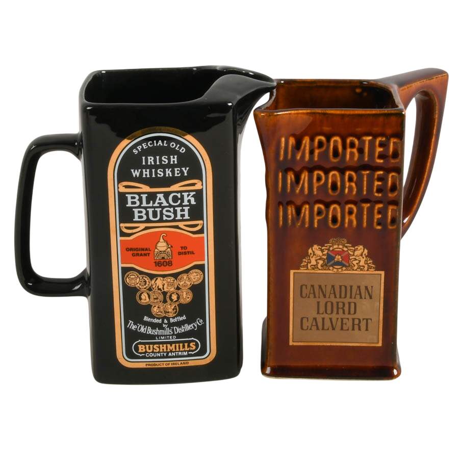 Grouping of Five Alcohol Advertising Ceramic Pitchers-2
