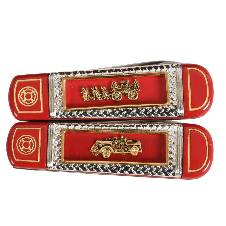 Franklin Mint Fire Engine Four-Piece Pocket Knife Set with Display Case-5