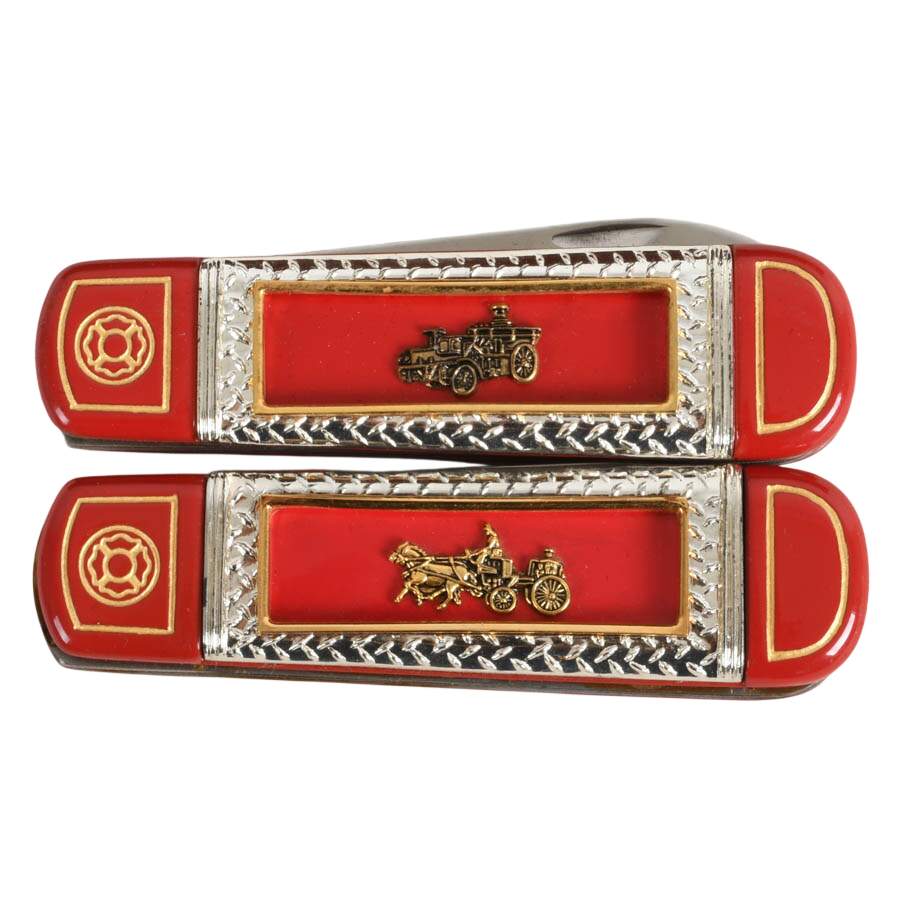 Franklin Mint Fire Engine Four-Piece Pocket Knife Set with Display Case-4