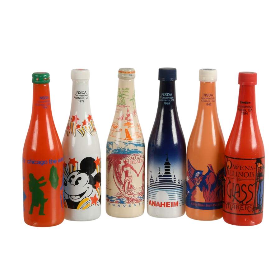 Set of Six NSDA Convention Commemorative Bottles 1973-1994-1