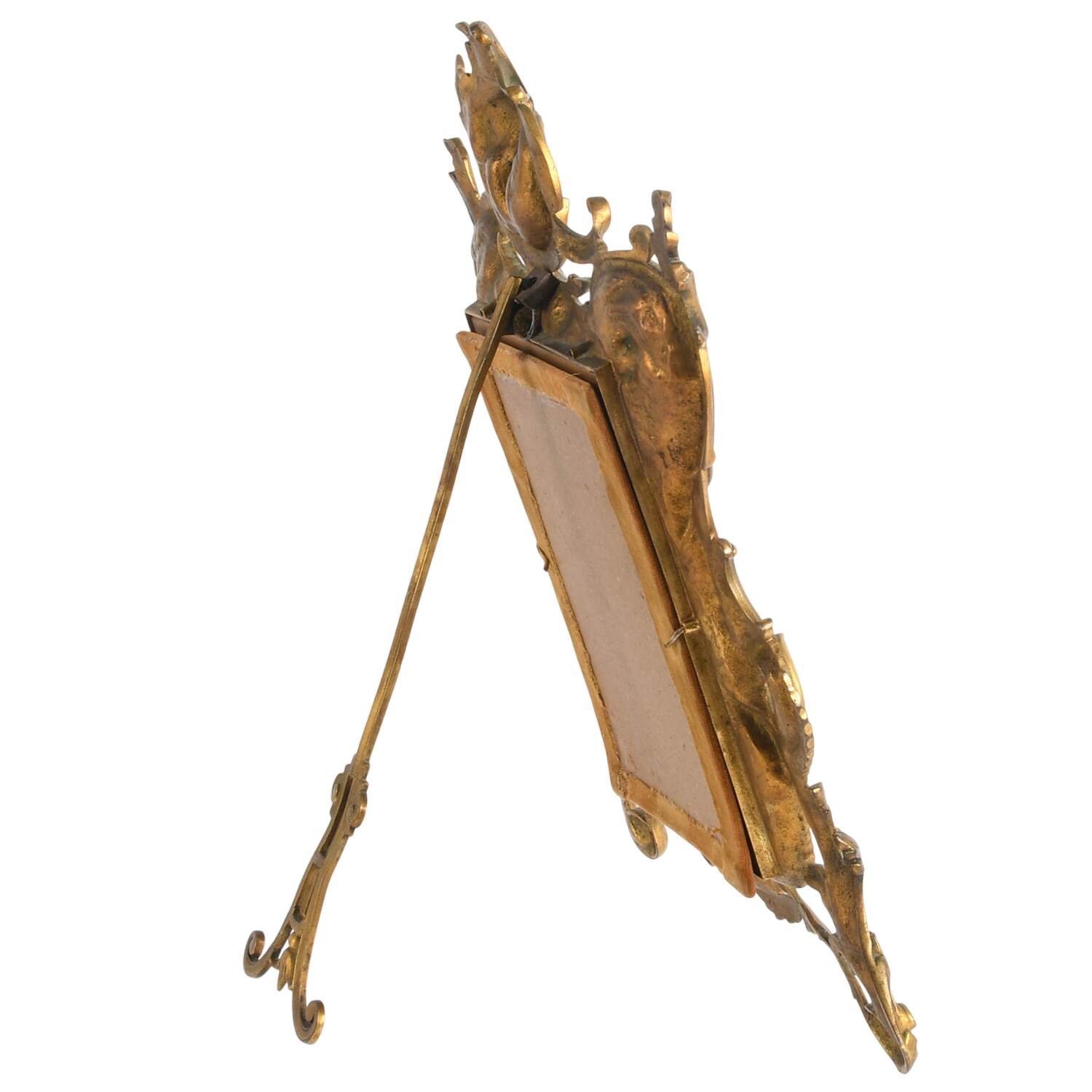 Ornate Brass Art Nouveau Vanity Mirror-5
