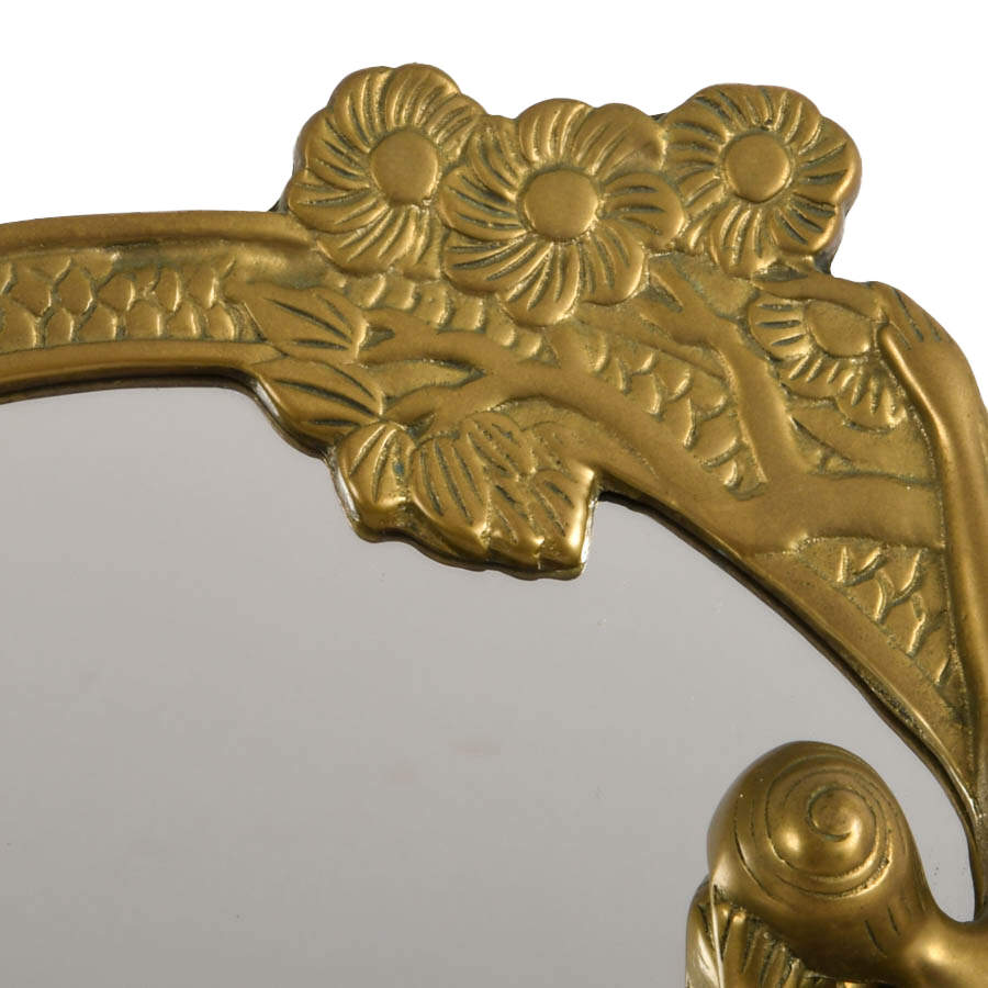 Art Nouveau Figural Vanity Mirror with Round Brass Frame-2