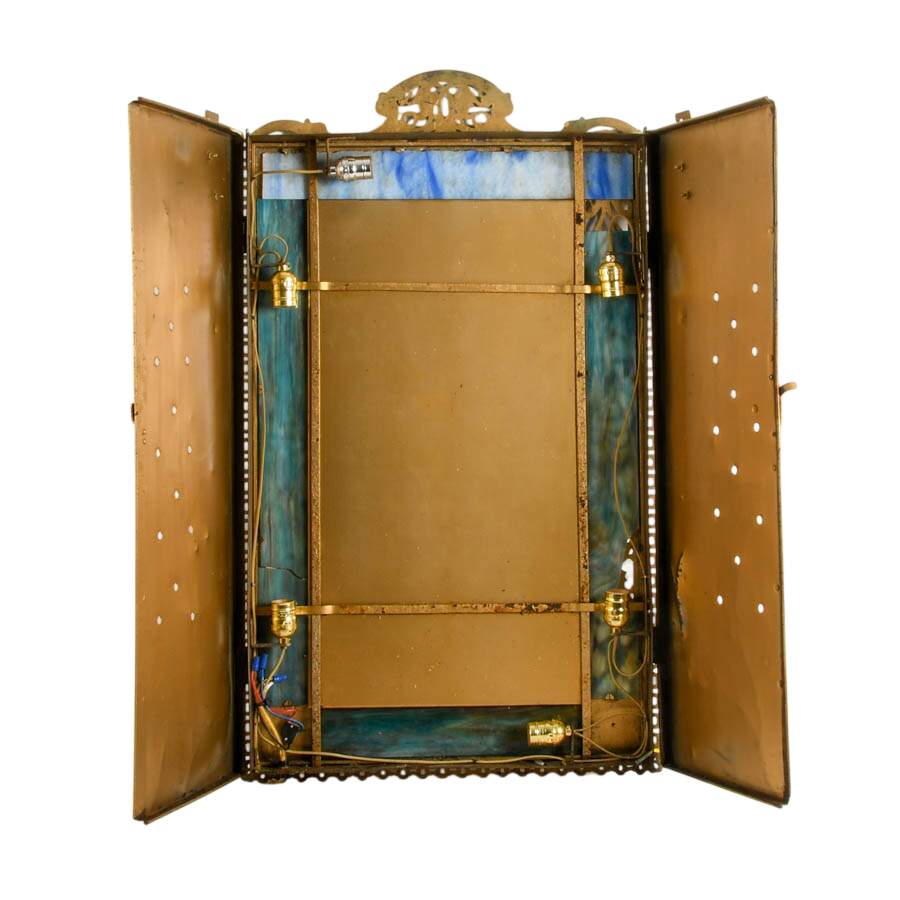 Antique Oscar Bach Figural Bronze Gothic Renaissance Wall Mirror-7