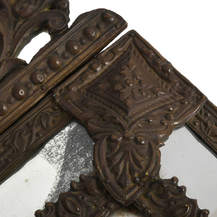 Antique French Napoleon III Brass Repoussé Wall Mirror-5