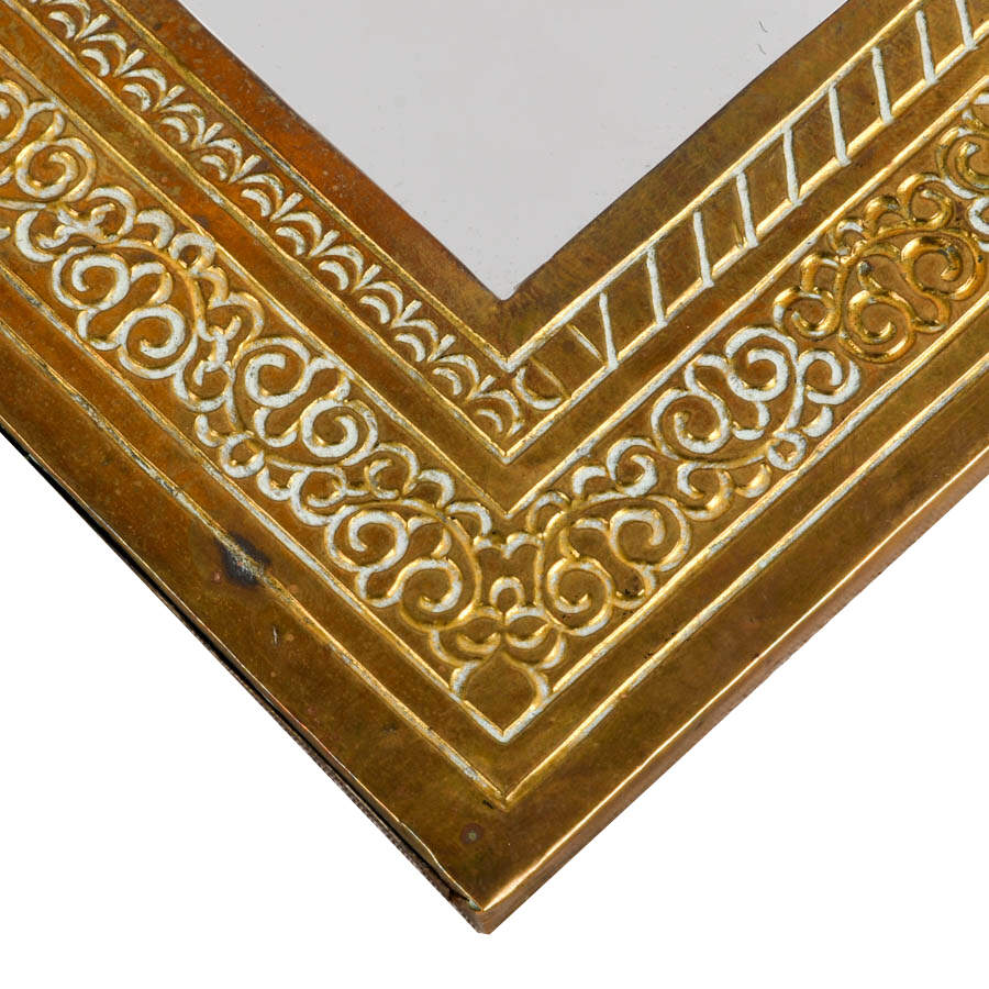 Set of Three Moroccan-Style Embossed and Engraved Metal Frame Mirrors-7