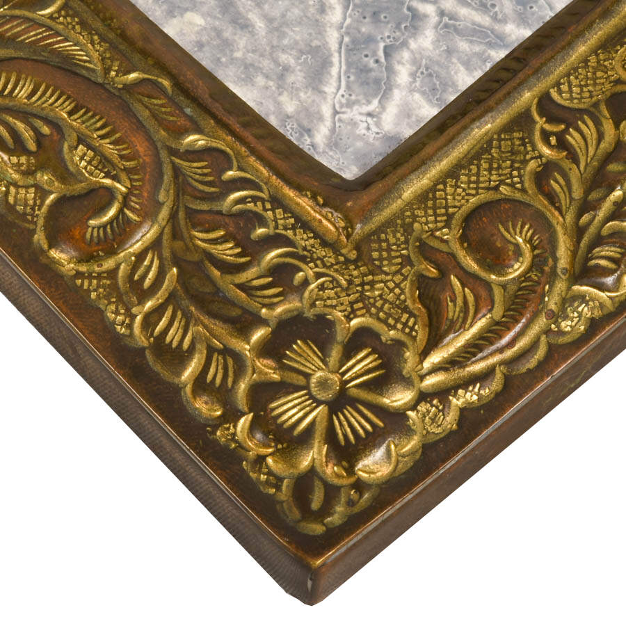 Set of Three Moroccan-Style Embossed and Engraved Metal Frame Mirrors-5