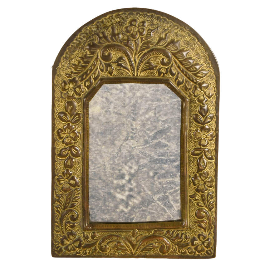 Set of Three Moroccan-Style Embossed and Engraved Metal Frame Mirrors-4