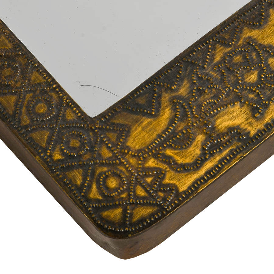 Set of Three Moroccan-Style Embossed and Engraved Metal Frame Mirrors-3