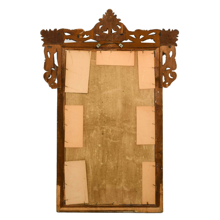 Ornate Gold-Tone Rectangular Wooden Wall Mirror-6