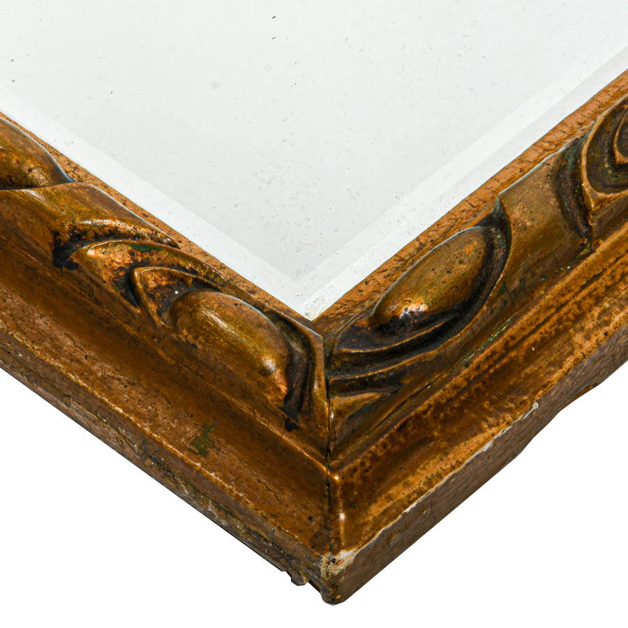 Ornate Gold-Tone Rectangular Wooden Wall Mirror-4