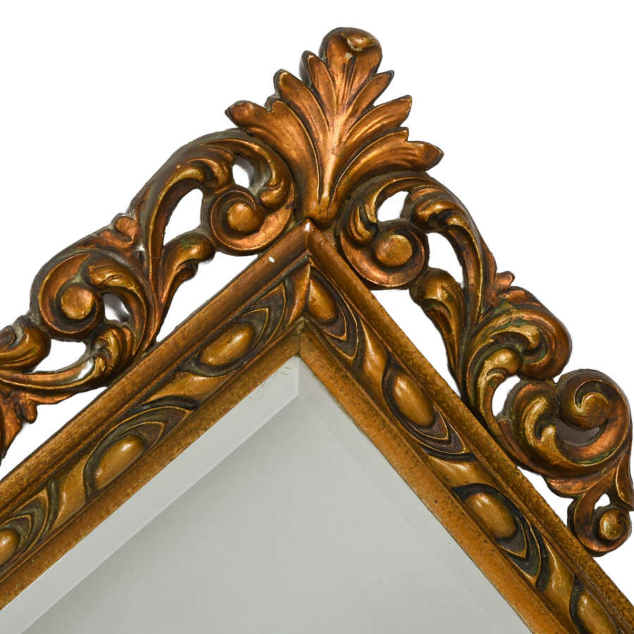 Ornate Gold-Tone Rectangular Wooden Wall Mirror-3