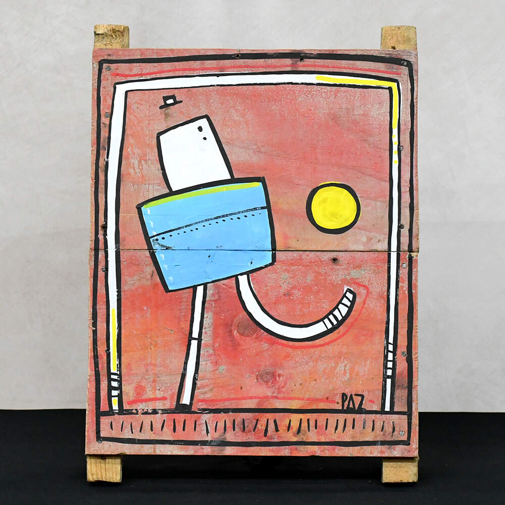 Manuel Paz Untitled Acrylic on Reclaimed Wood, Goal!-1