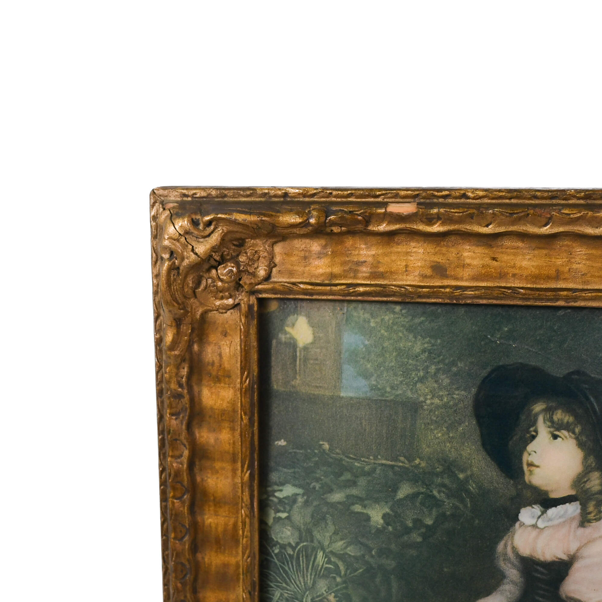 Print of a Girl Sitting Outside in Curved Glass Frame-4