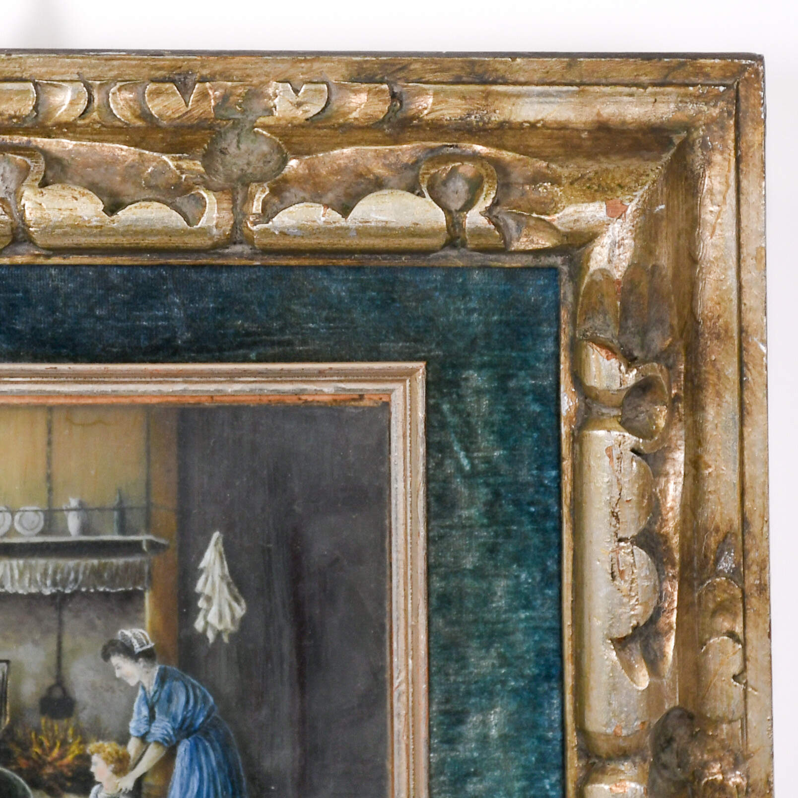 Antique Fred Mazot Untitled Reverse Glass Painted Panel-5