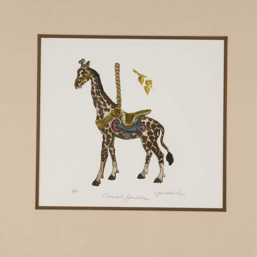 Famed Etching "Carousel Gamboler" Limited Edition 6/100 by Jane M. Burke-2