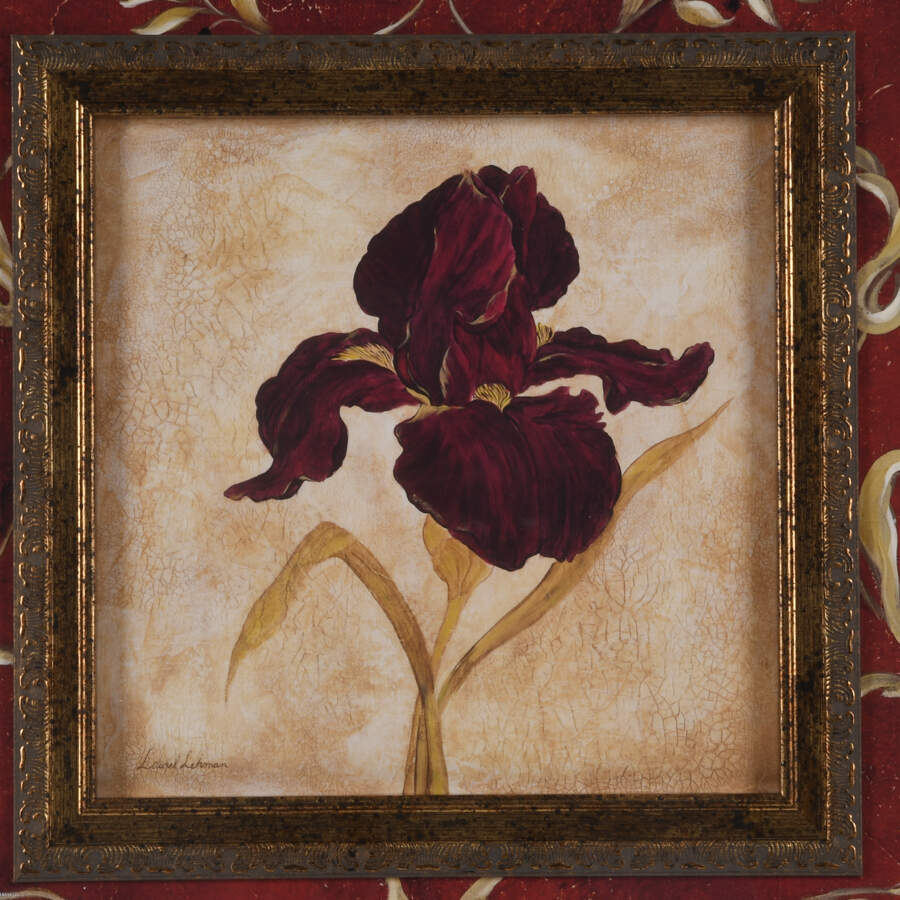 Pair of Framed Laurel Lehman Red Iris and Tulip Floral Prints-6