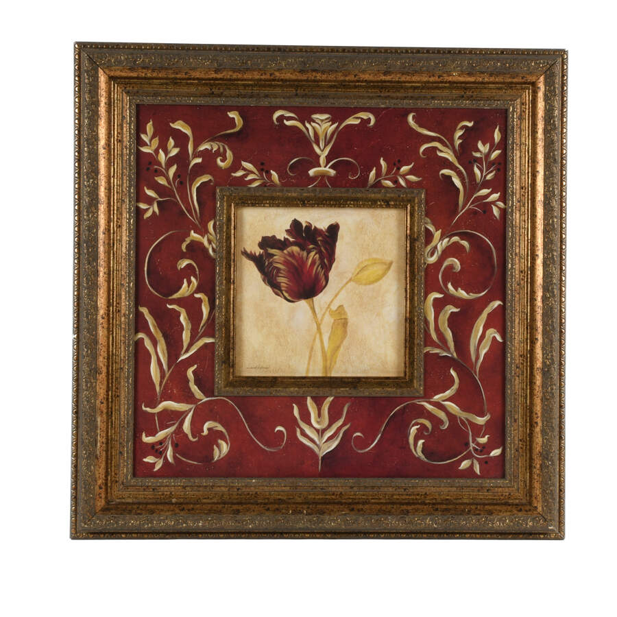 Pair of Framed Laurel Lehman Red Iris and Tulip Floral Prints-3