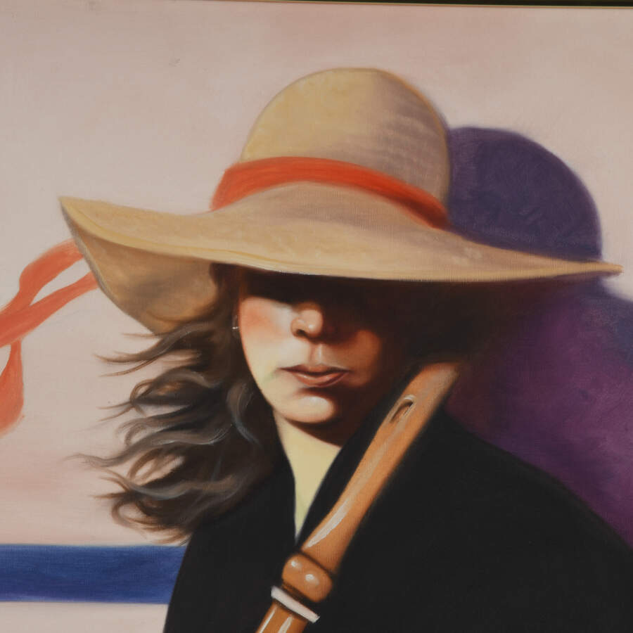 Framed Painting of Ray Young's Woman with Clarinet-4