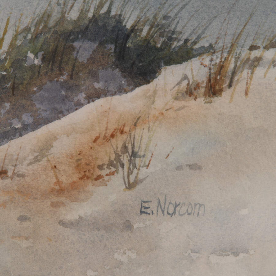 Framed Signed NC Artist Ellen Norcom Howell's Watercolor "Seascape"-4