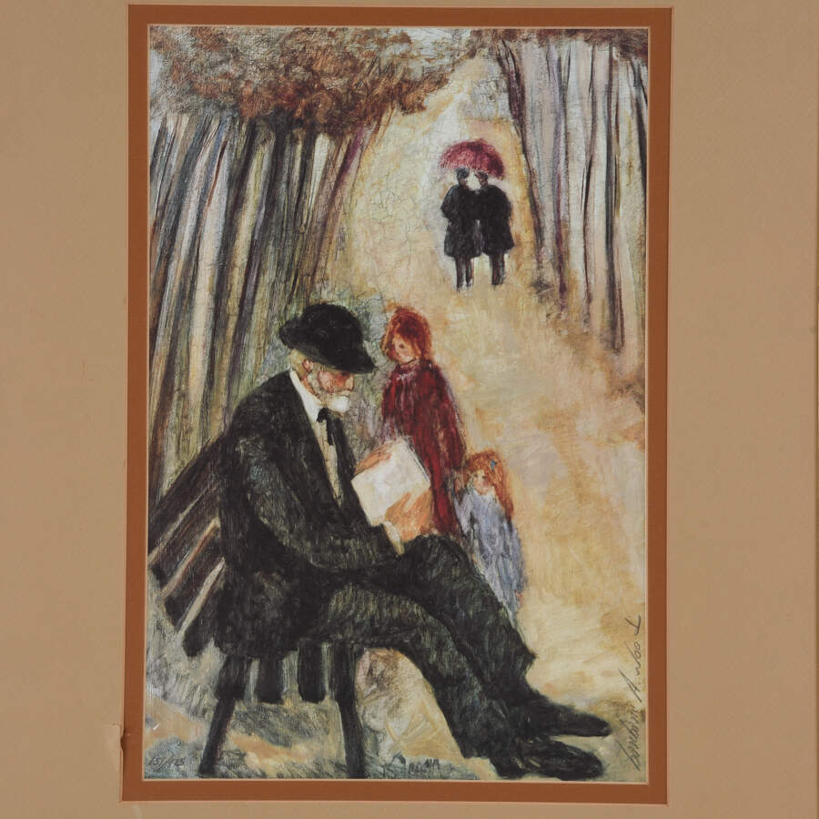 Framed Lithograph of Barbara A. Wood's "The Story" (65/875)-2
