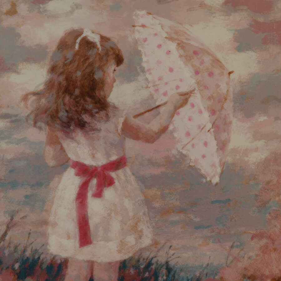 Framed Lithograph Print of Harrison Rucker's "The Polka Dot Parasol"-3