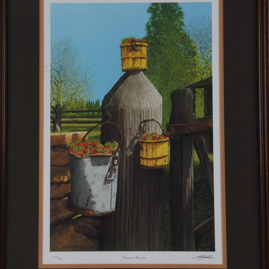 Framed Print of Bob Timberlake's "Summer Berries"  Numbered 1432/1500-2