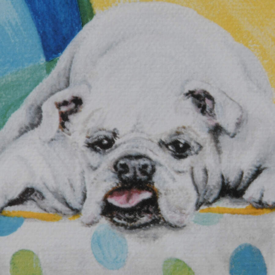 Framed Print of Carol Dillon's "Bulldog on Polka Dots"-4