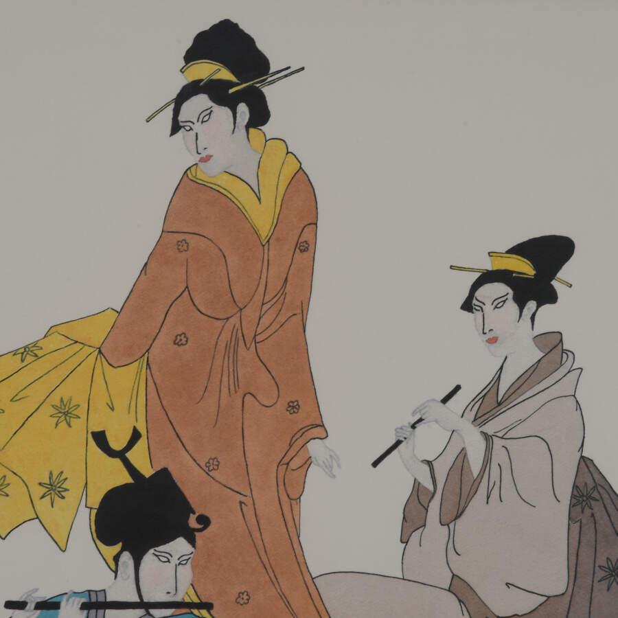 Framed Moran "Oriental Musicians" Pencil Signed Lithograph-4