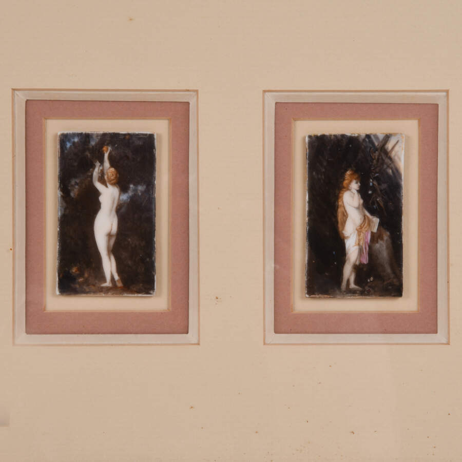Antique Framed Grouping of Four KPM Miniature Plaques-3