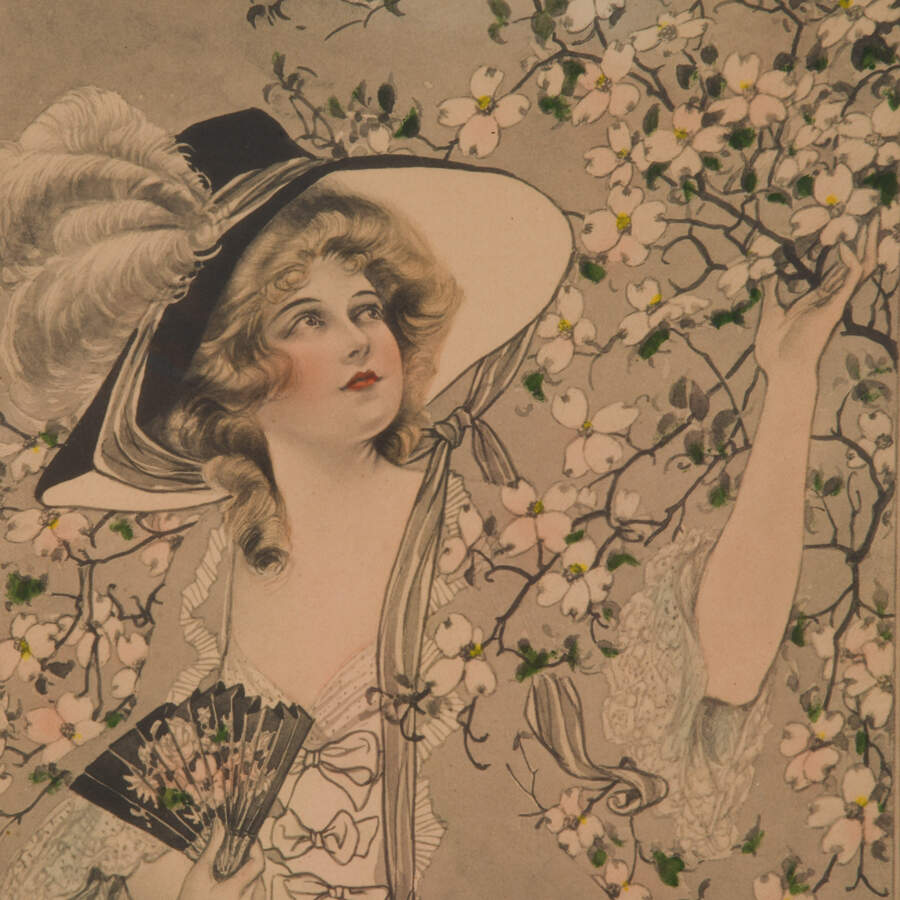 Framed Lithograph Print of C.E. Perry's Art Nouveau Lady-3