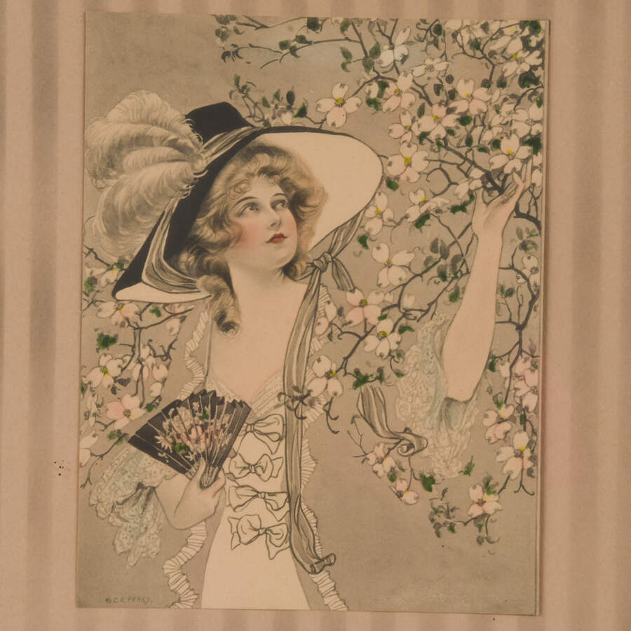 Framed Lithograph Print of C.E. Perry's Art Nouveau Lady-2