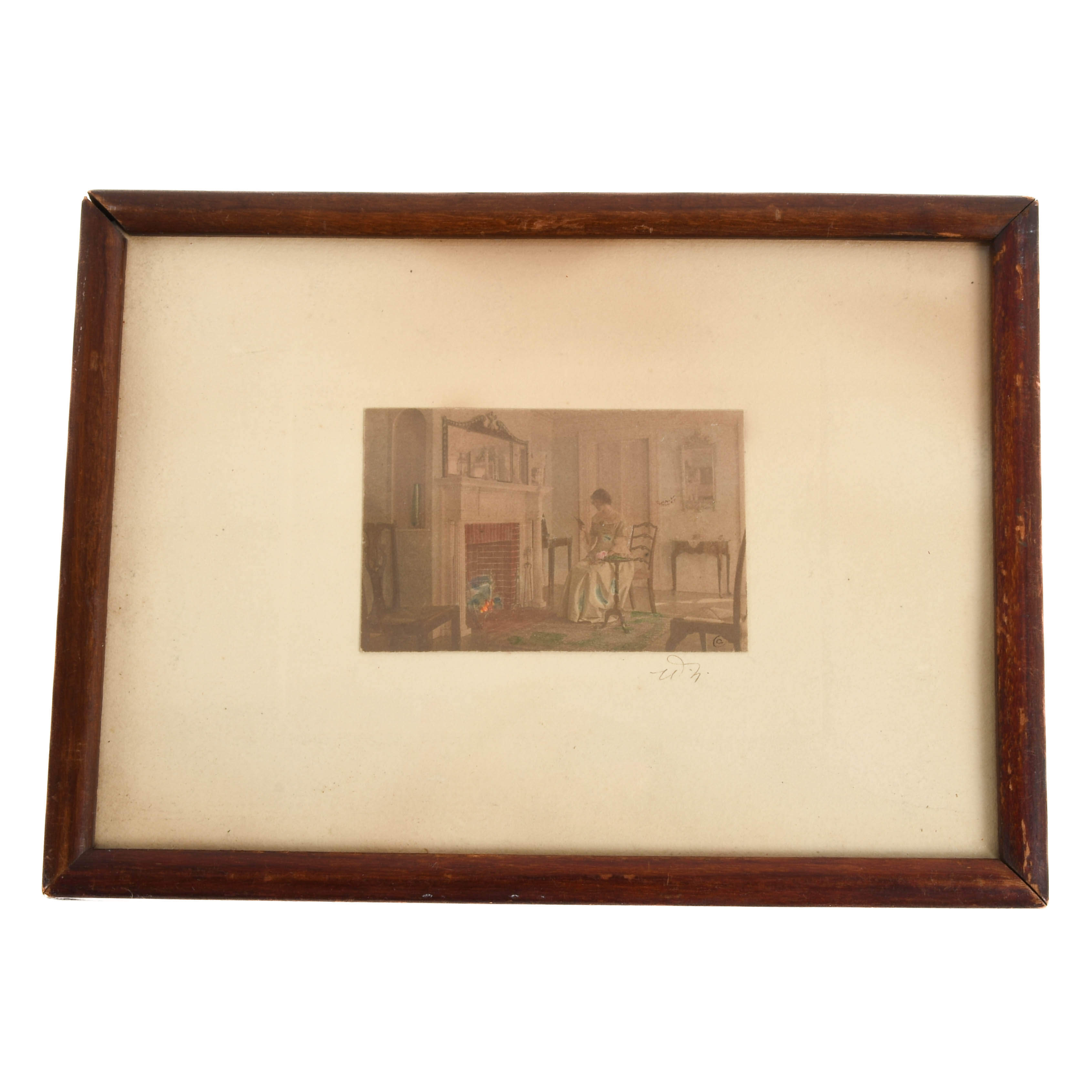 Framed Signed Wallace Nutting Hand-Colored Print-1