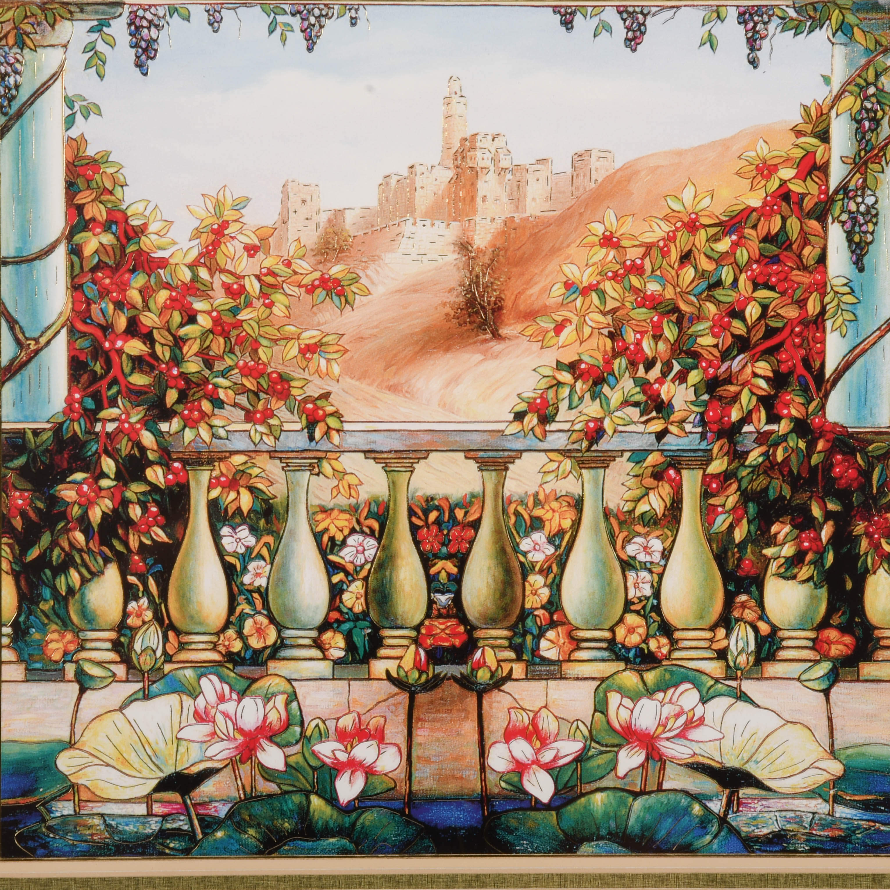 Framed Gold Embossed Home Blessing Garden of Eden Print-4