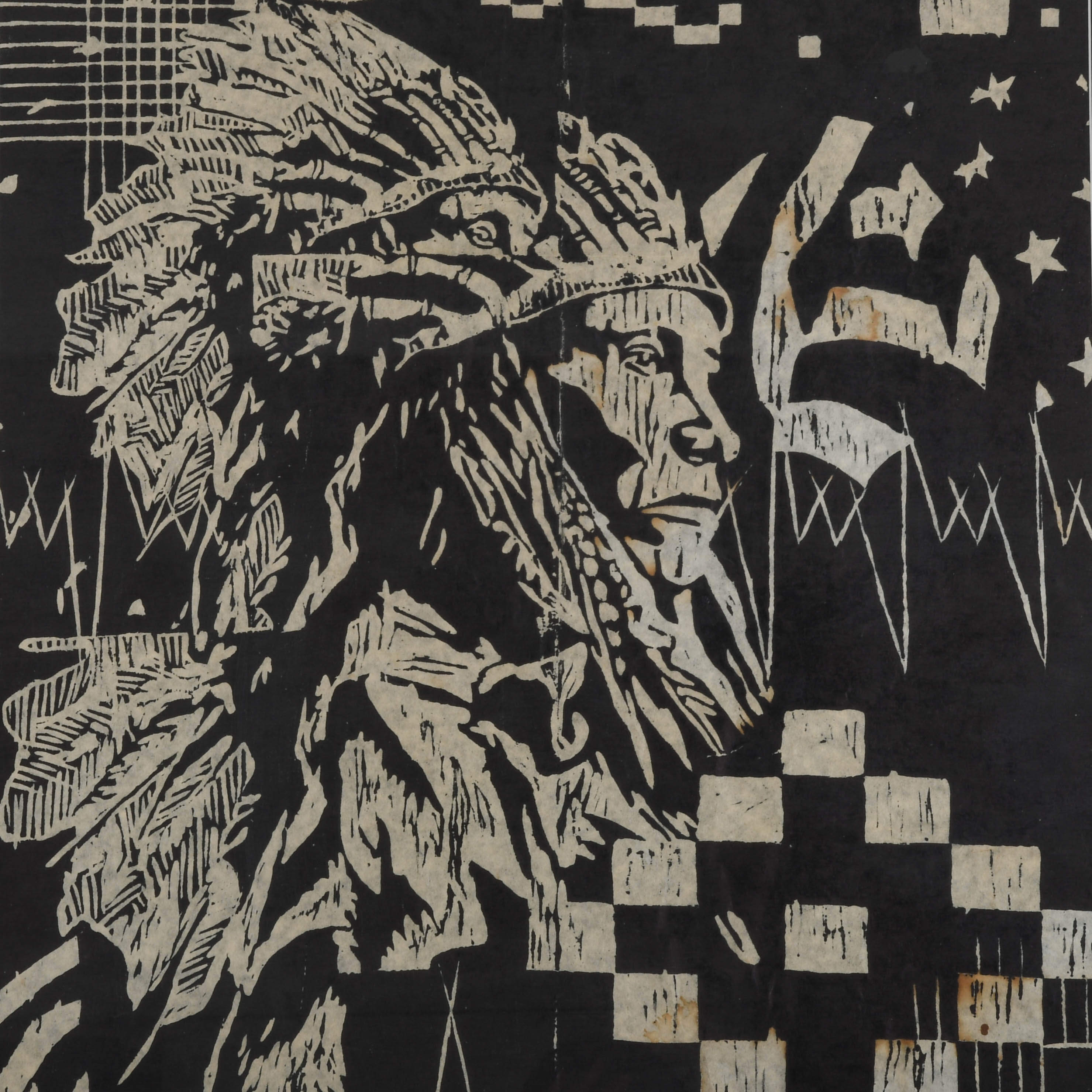 Framed Signed Tara Aarons American Native American Wood Block Print-2