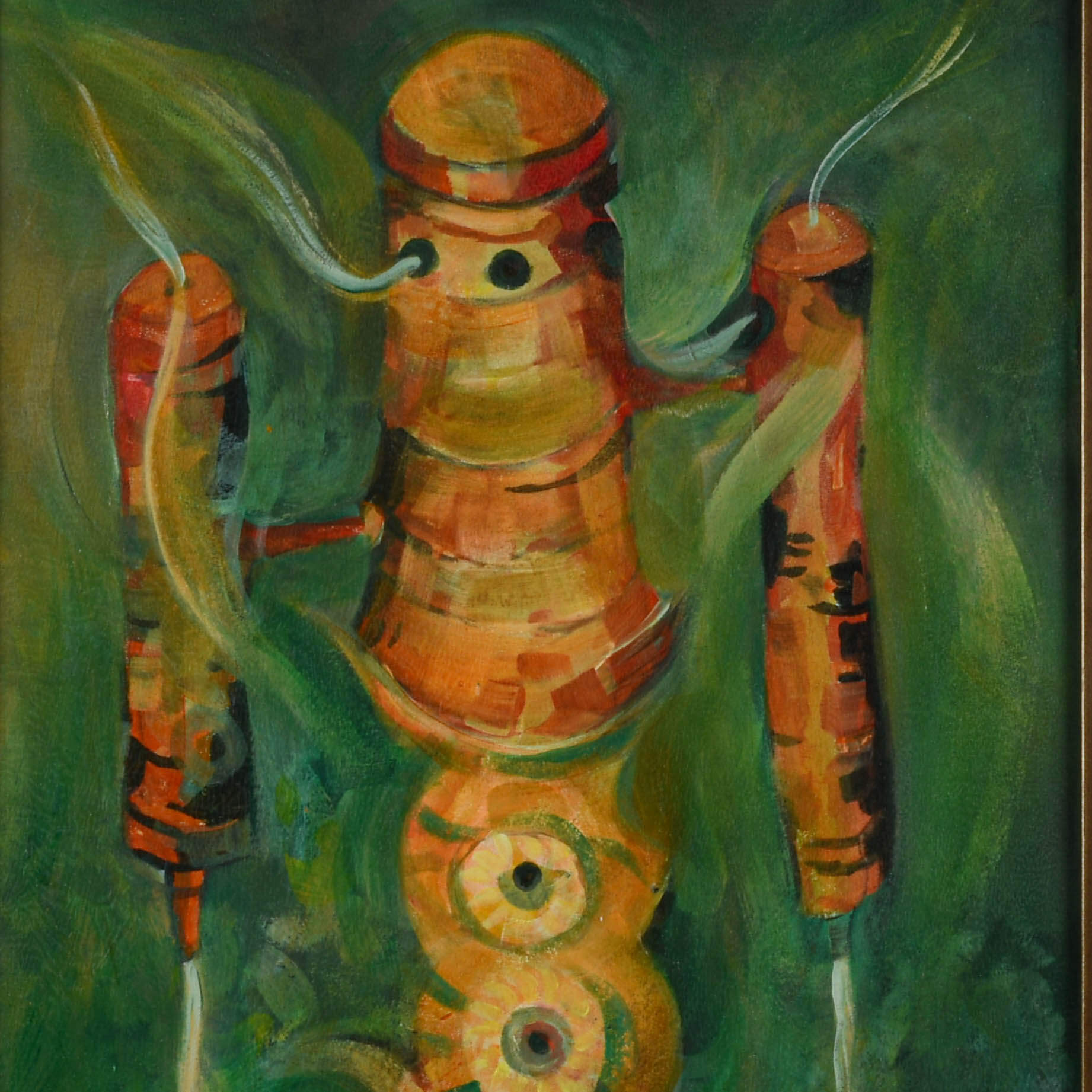Framed Signed Ángel Acosta León (1930-1964) Oil on Board Painting-2