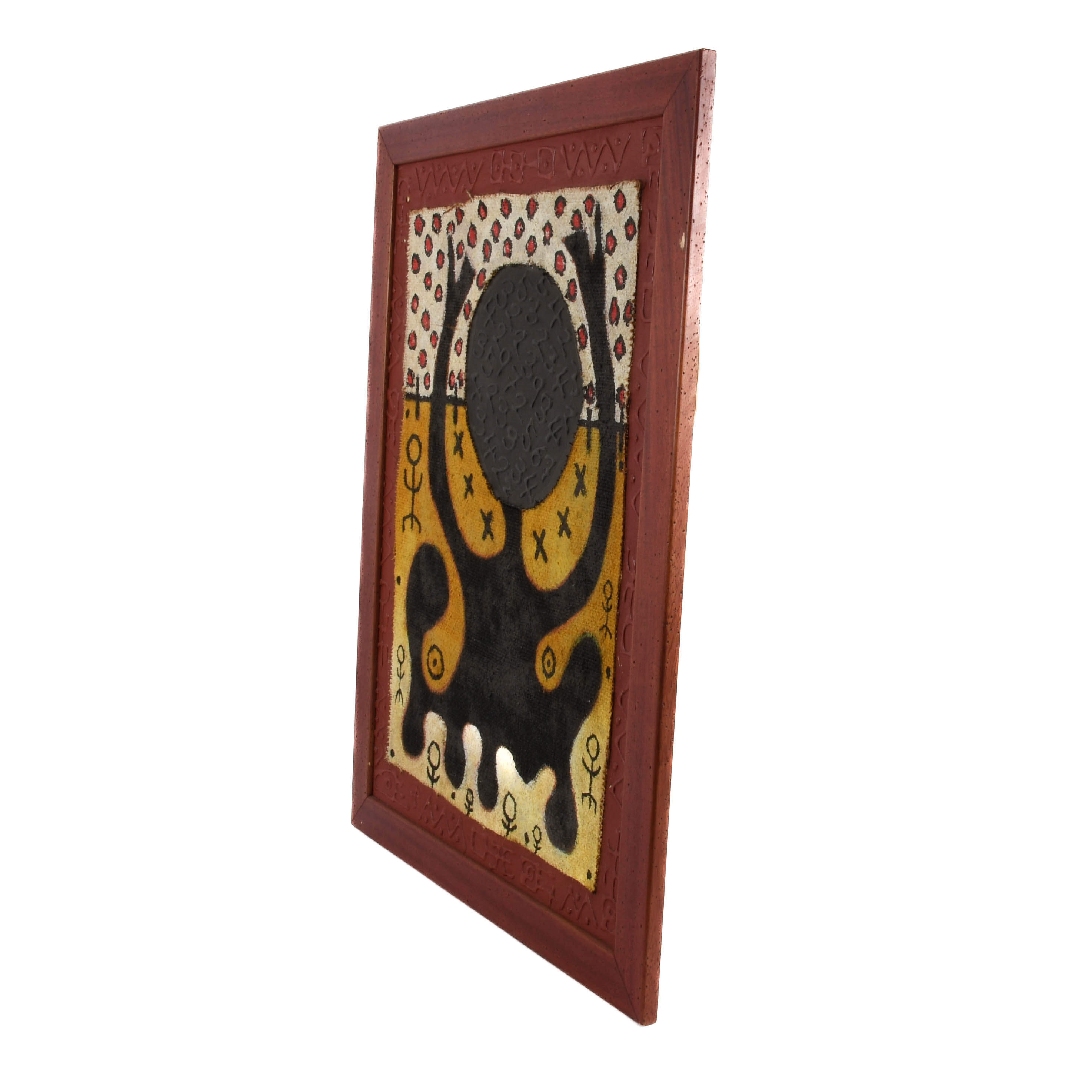Framed Signed Mora Mixed Media on Canvas Figural Tribal Abstract Painting-4