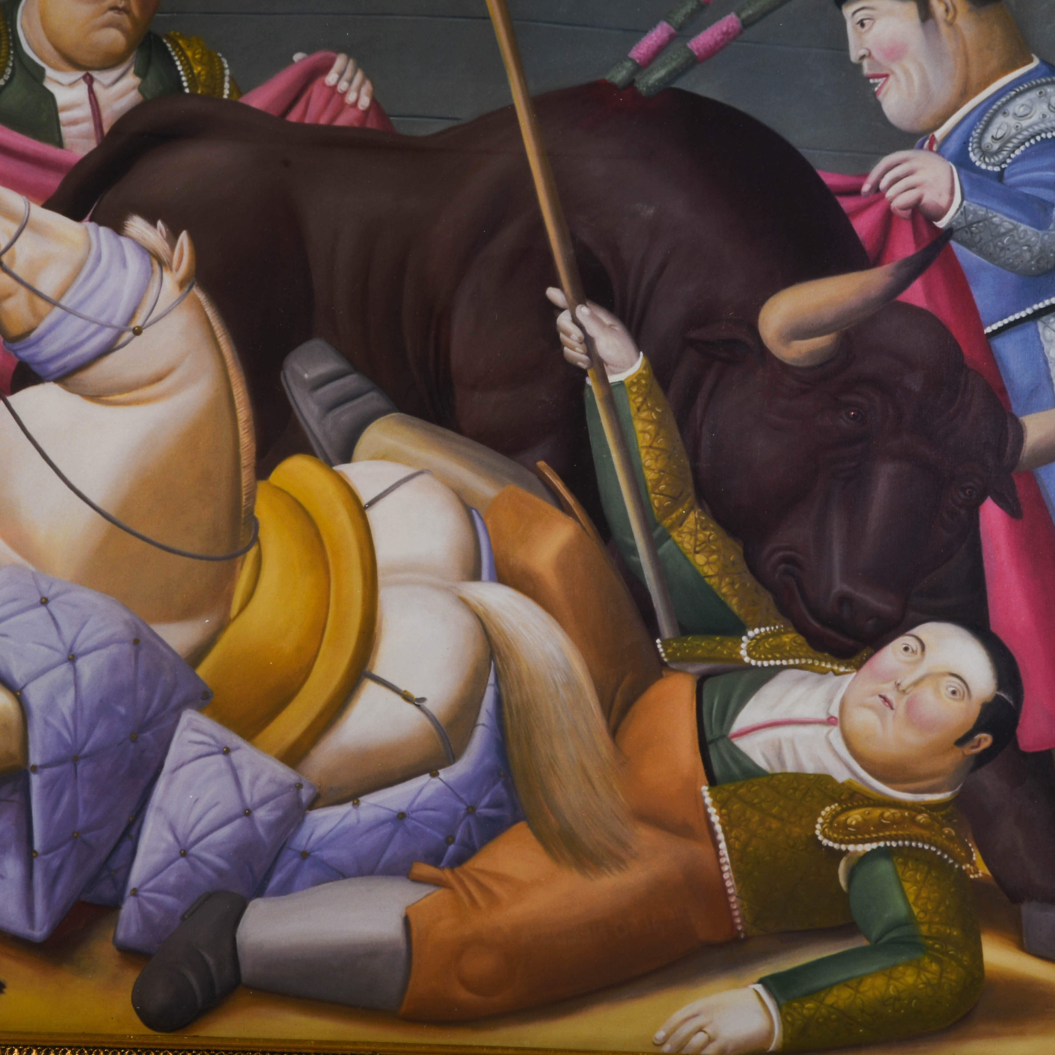Print of El Quite by Fernando Botero in Gold Frame-3