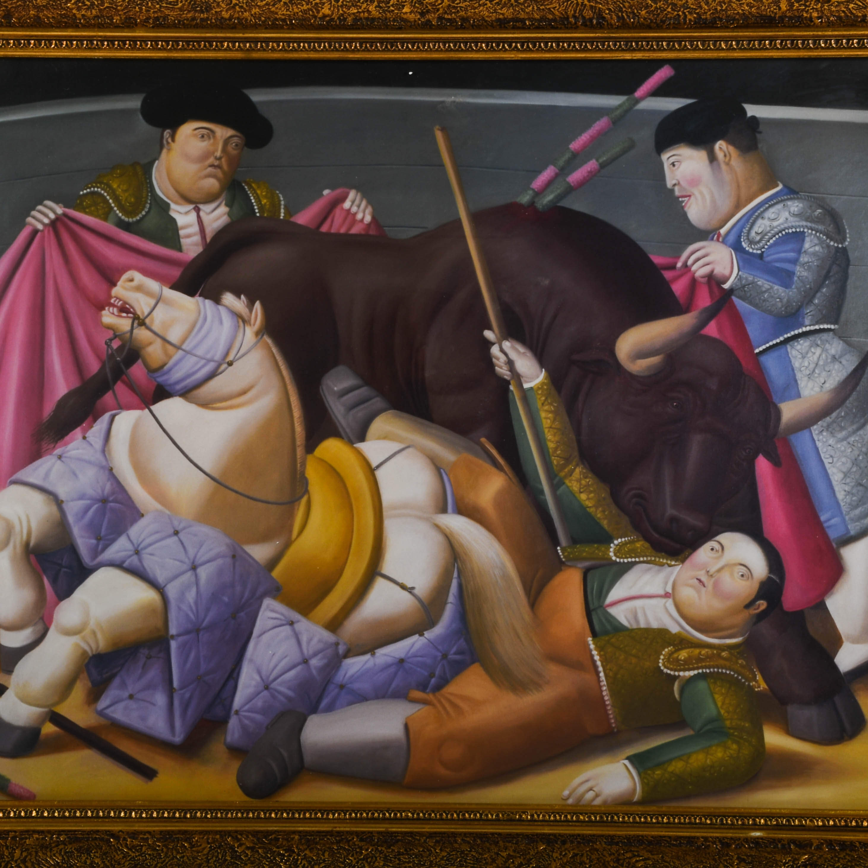 Print of El Quite by Fernando Botero in Gold Frame-2