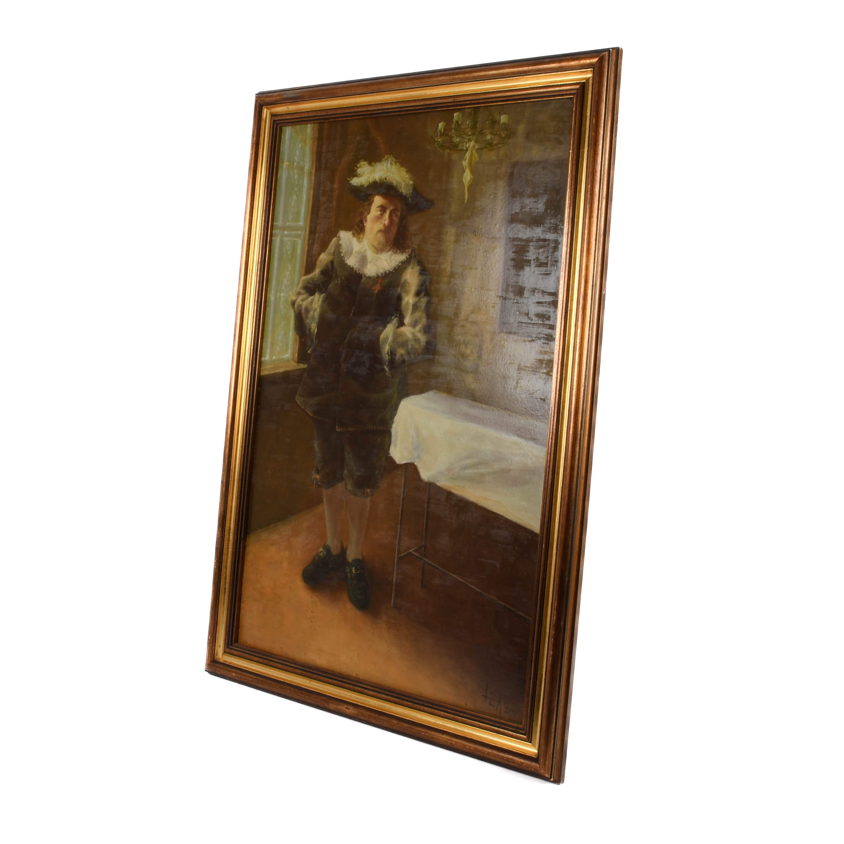 Framed Signed Dutch School-Style Gentleman Oil on Board-5