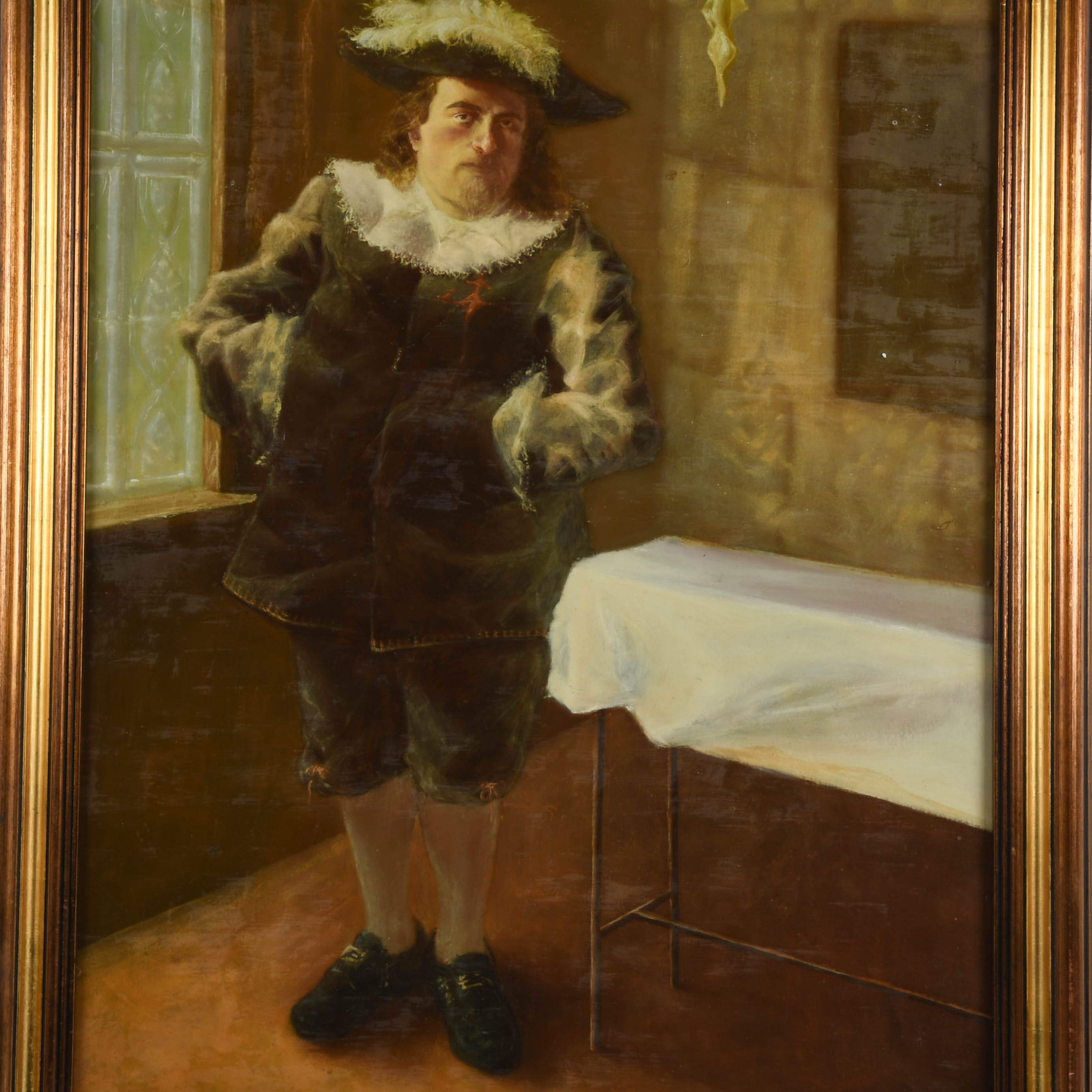 Framed Signed Dutch School-Style Gentleman Oil on Board-2