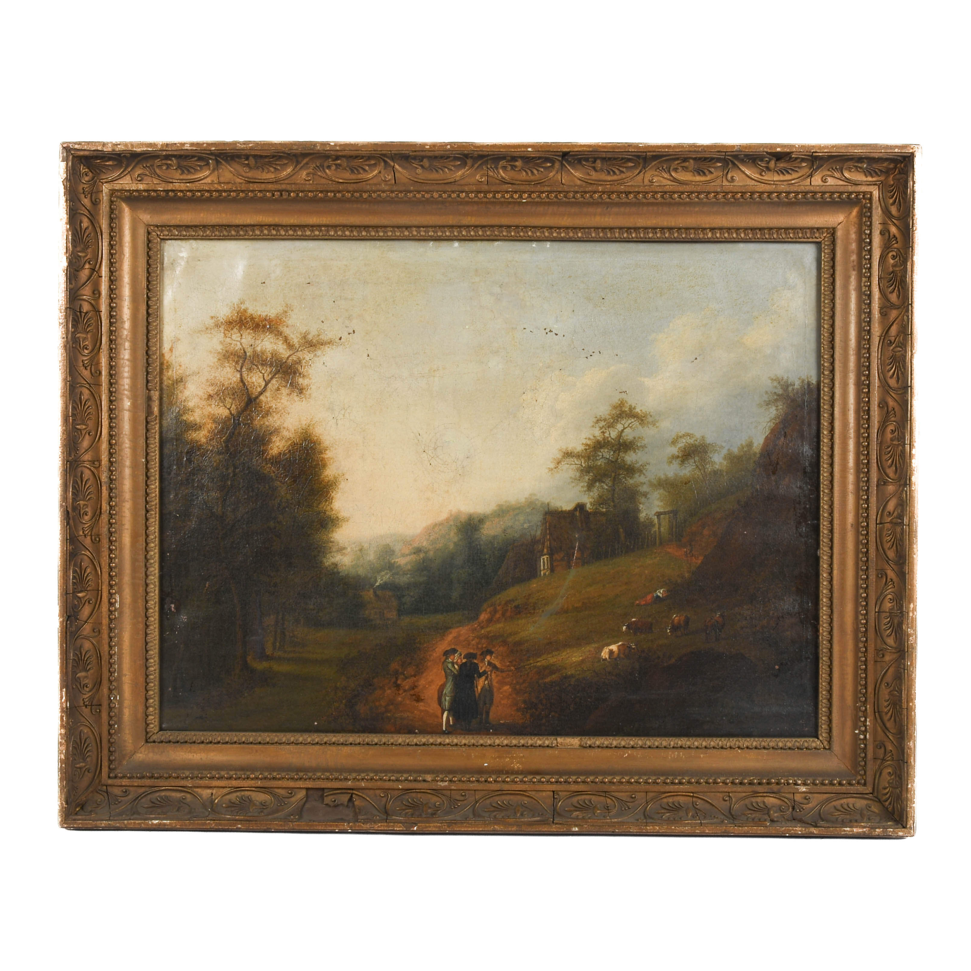Antique Framed Johann Gottlieb Karl Liebercit Oil on Canvas Painting-1