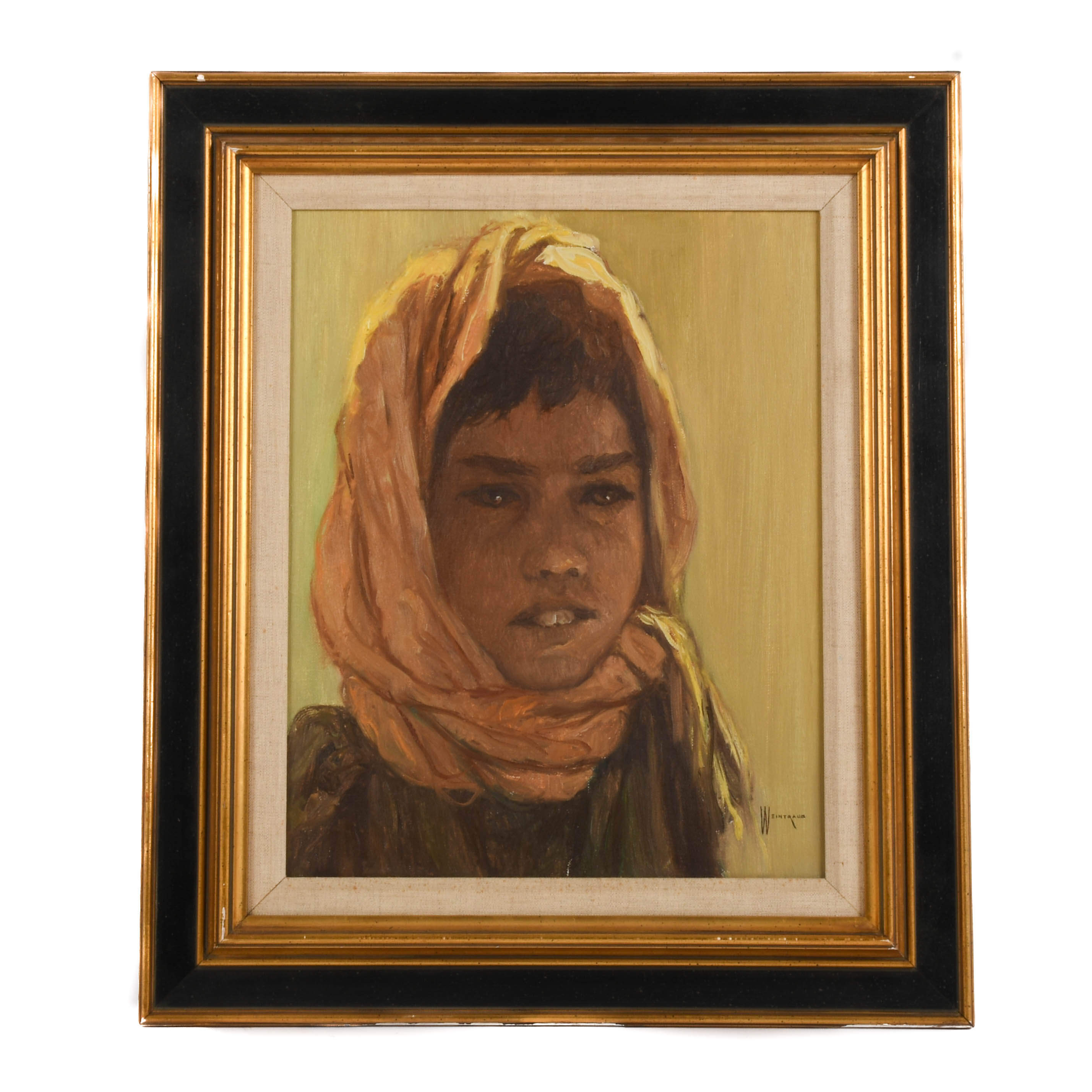 Framed Signed William Weintaraub Oil on Canvas "Beduin Boy"-1