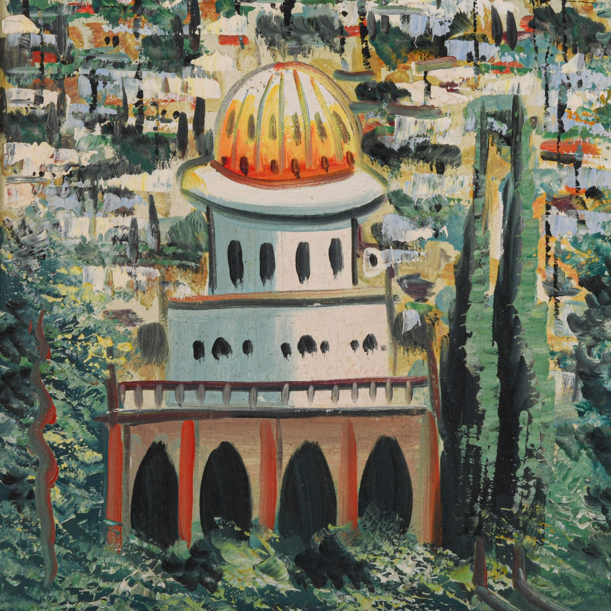 Framed Oil on Board of Jerusalem-3