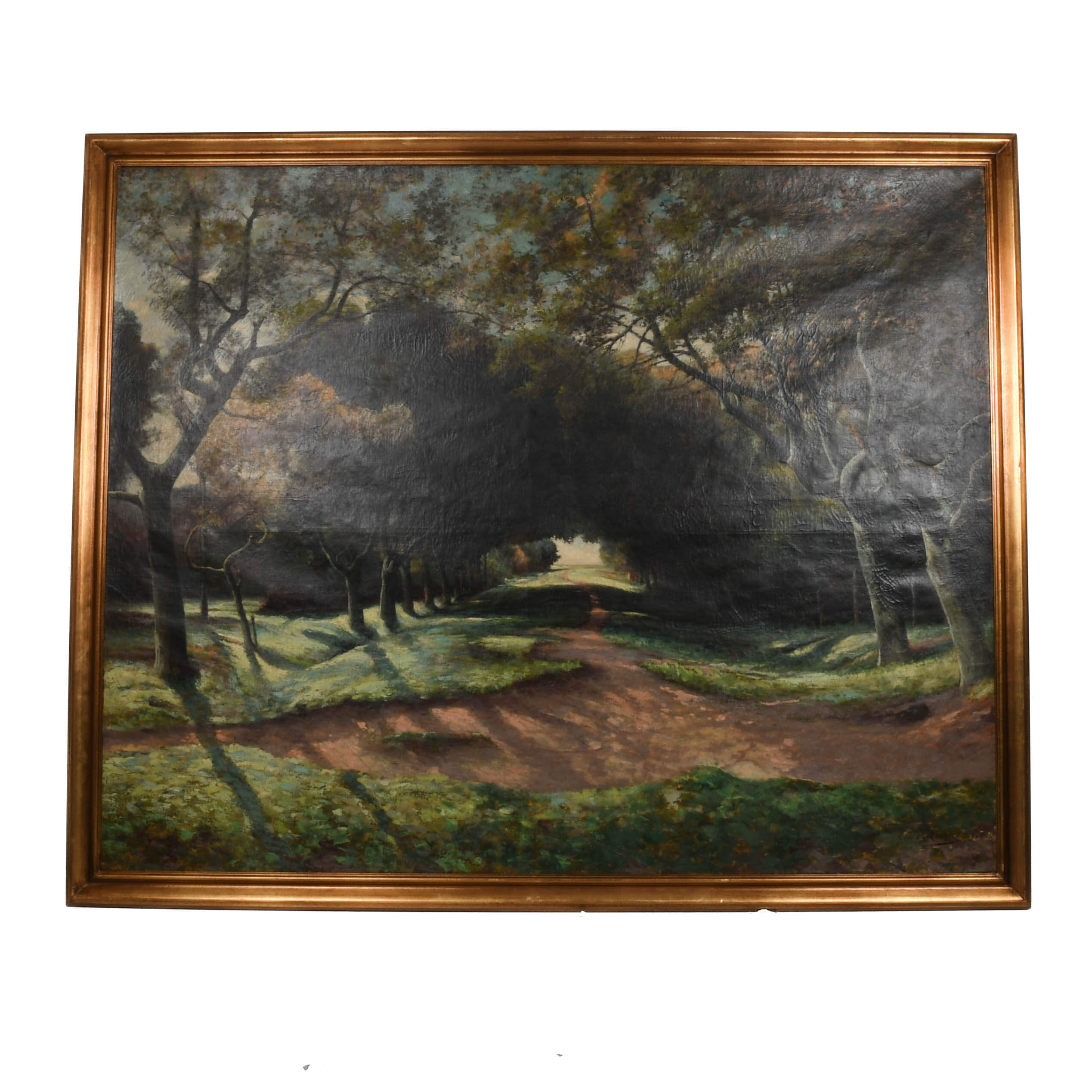 Antique Framed Signed Tristan Lacroix Oil on Canvas Landscape Painting-1