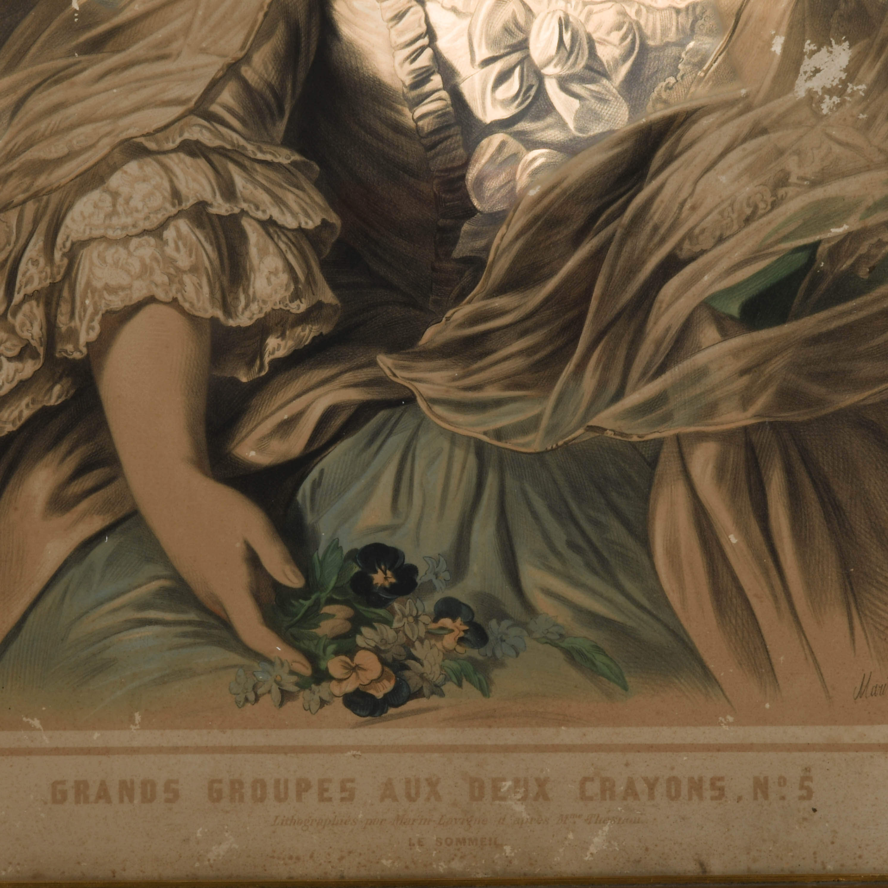 Framed Signed Louis Stanislas Marin-Levigne Lithograph and Print No. 5-3