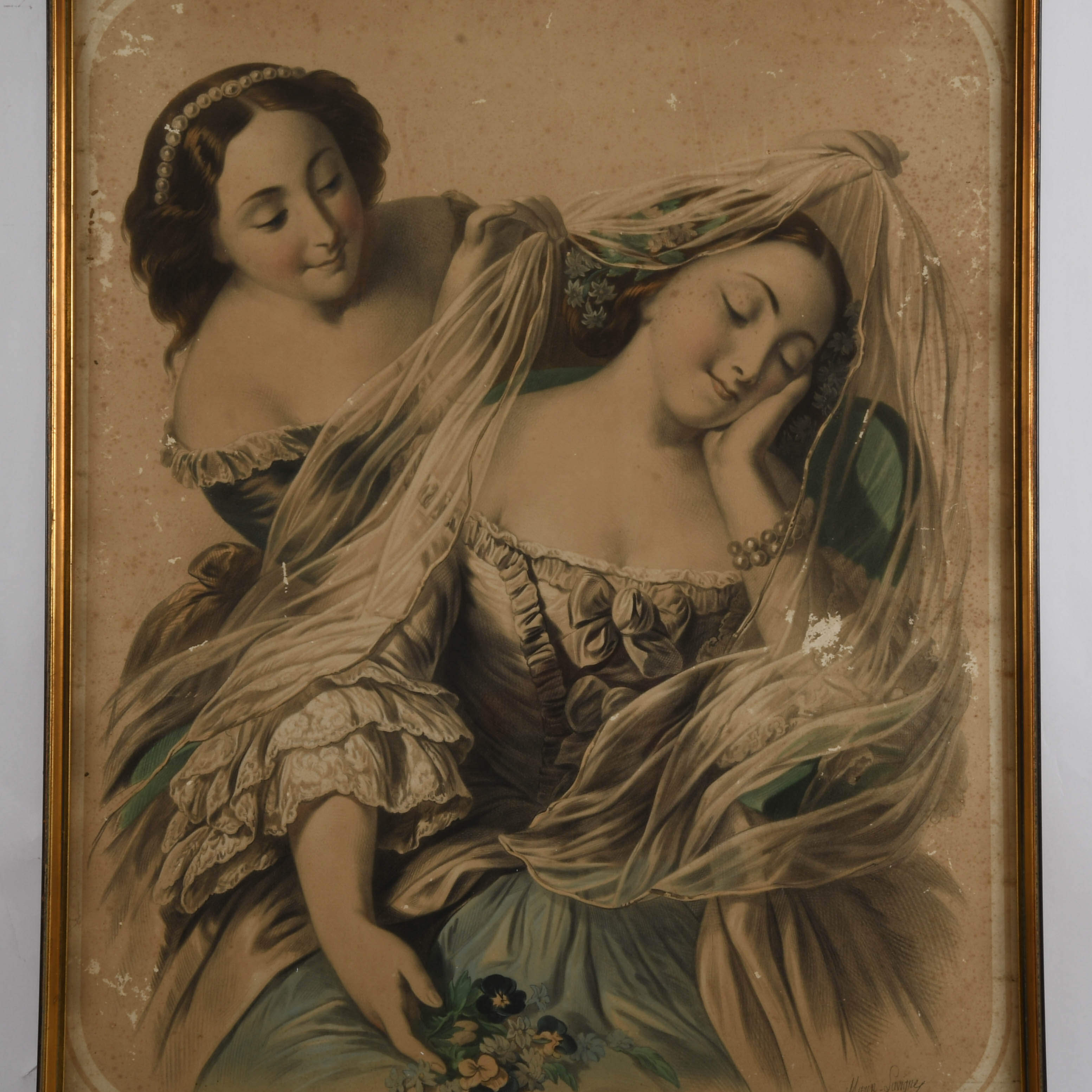 Framed Signed Louis Stanislas Marin-Levigne Lithograph and Print No. 5-2