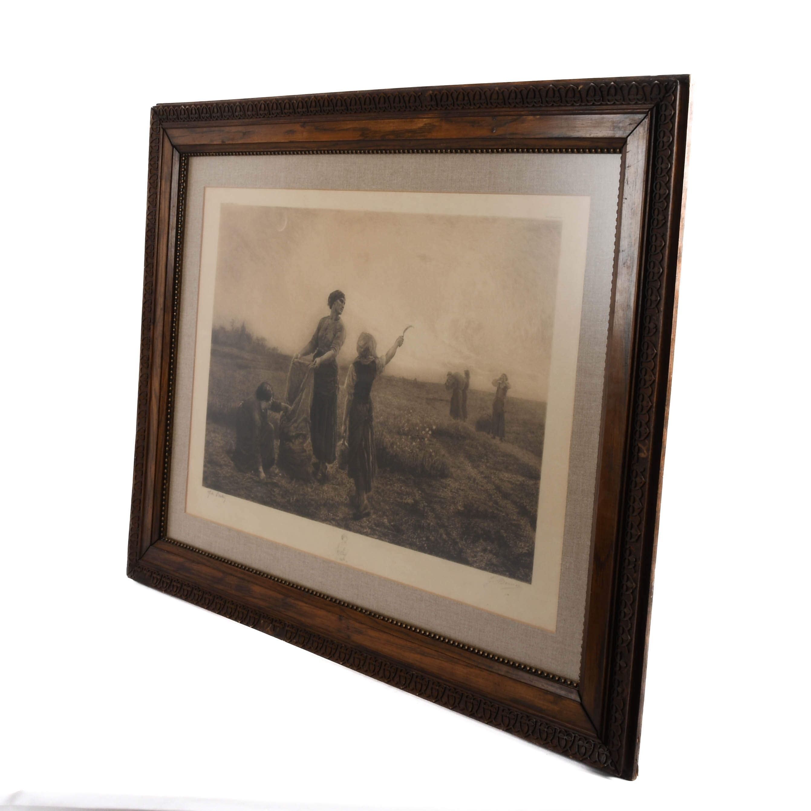 Framed Signed G. Mercie Lithograph "A Day in the Field" After Jules Breton-6