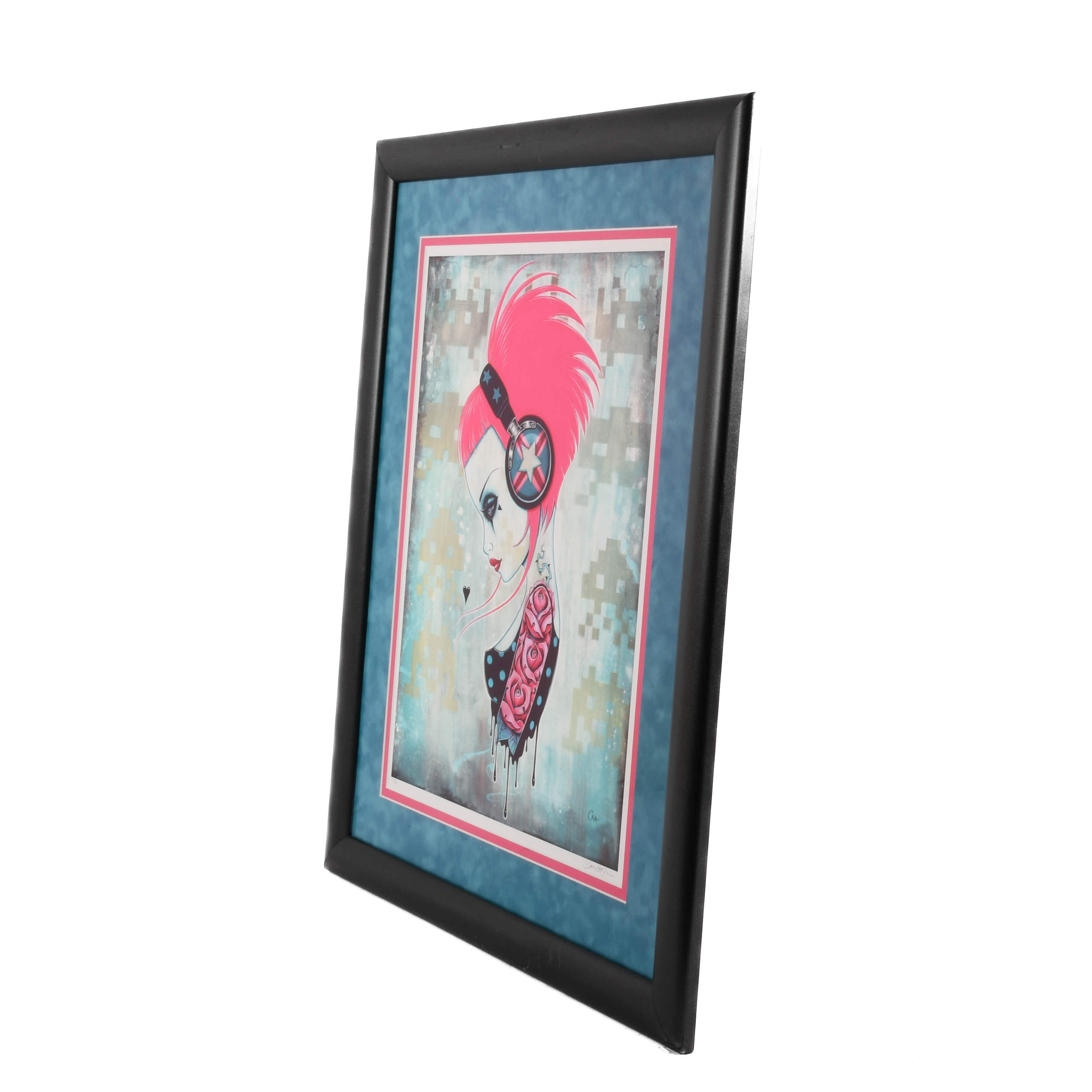 Framed Signed Daft Pink Lithograph by Caia Koopman-6