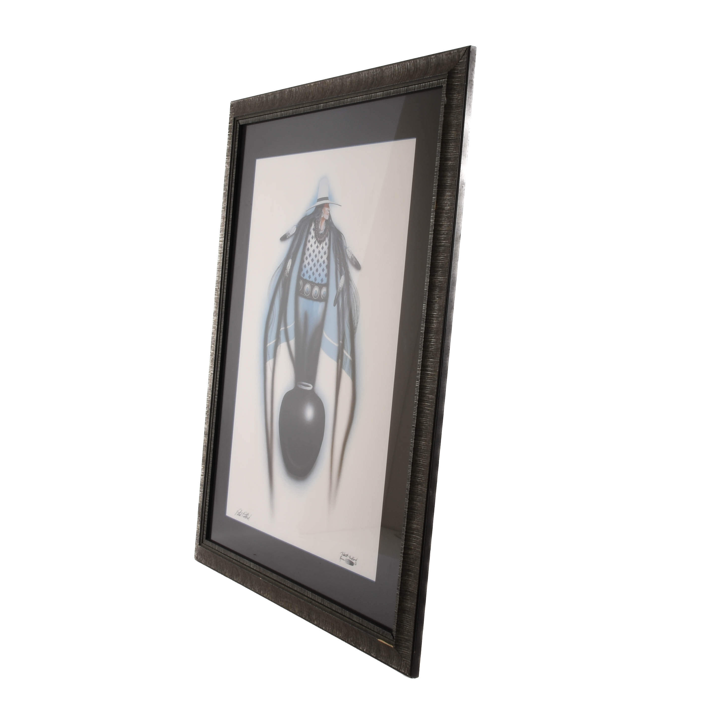Framed Signed Blue Spirit Print by Robert Redbird-7