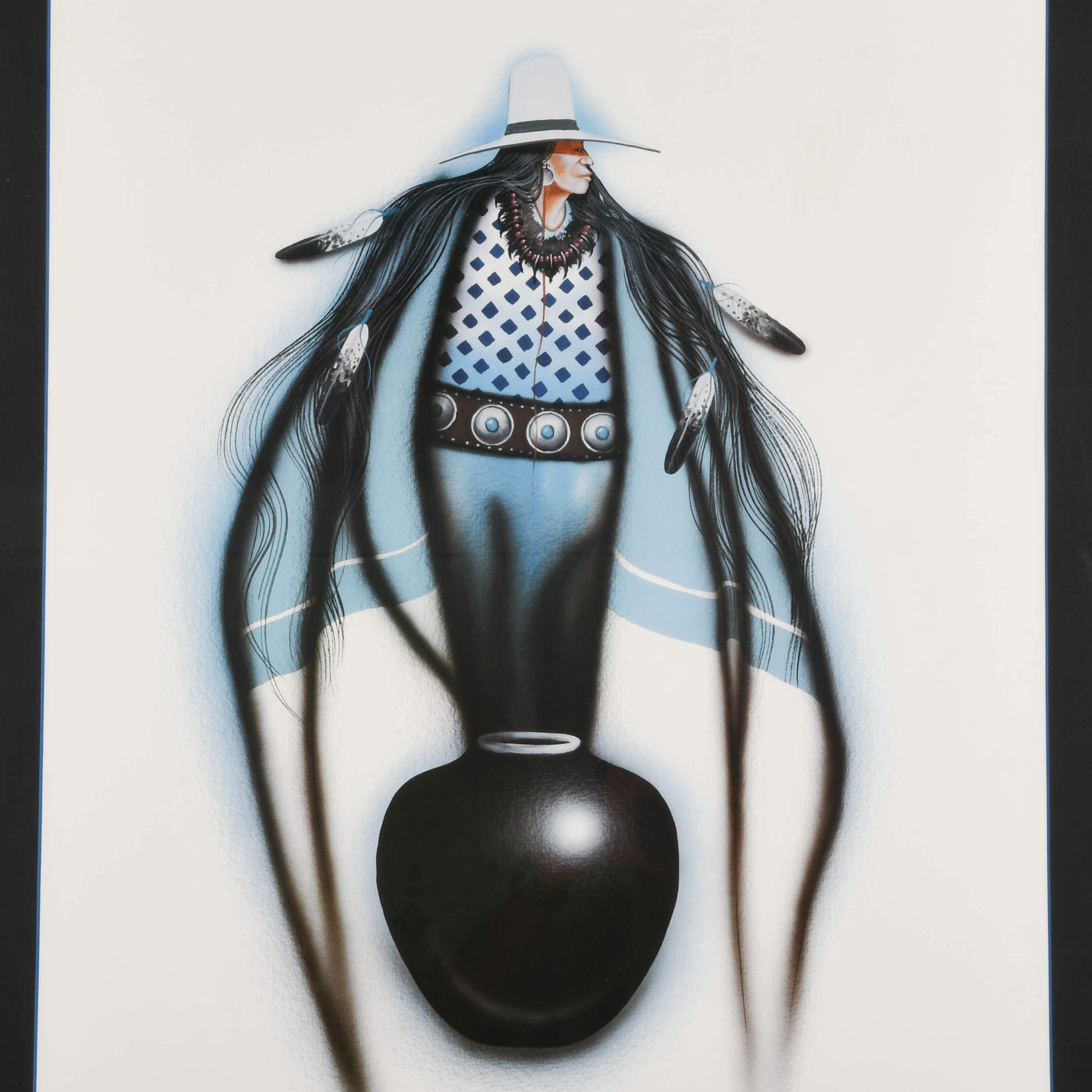 Framed Signed Blue Spirit Print by Robert Redbird-2